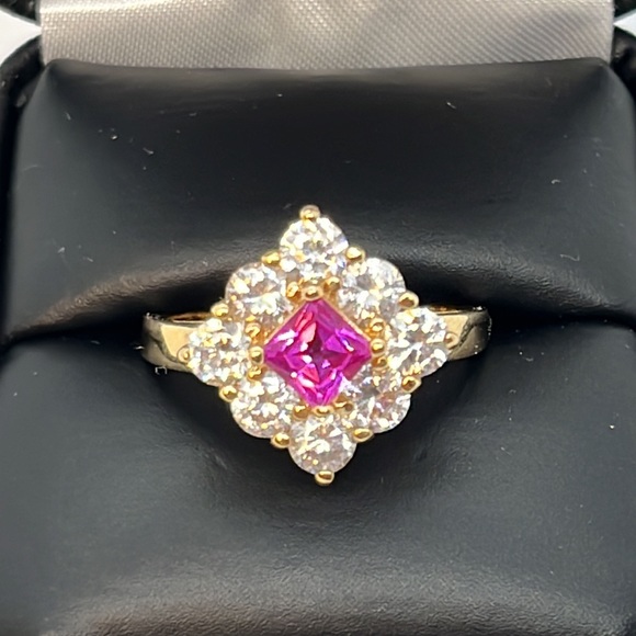 Ruby and CZ vermeil ring size 10 - Picture 11 of 11